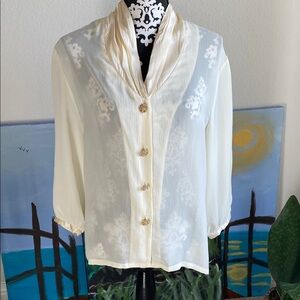 Vintage Dior Cream Blouse with Gold Accents